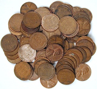 Mixed Lincoln Wheat Cents (1# Bag, ~150 Coins) - AVERAGE CIRC Close Window [x]