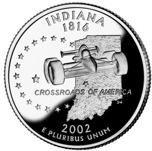 2002-S Indiana Statehood Quarter - SILVER PROOF Close Window [x]