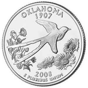2008-D Oklahoma Statehood Quarter - BU Close Window [x]
